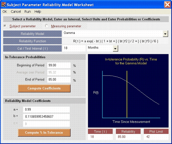 AccuracyRatio Measurement Decision Risk Analysis Software - Reliability Model Worksheet