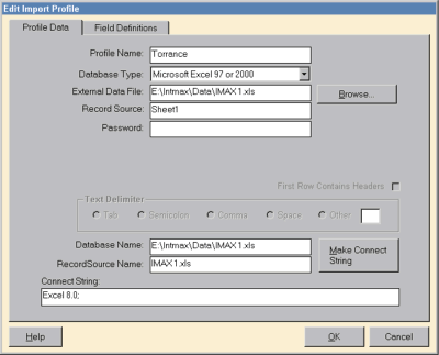 IntervalMAX Calibration Interval Analysis Software - Import Profile Screen