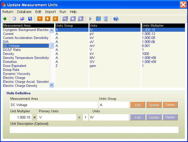 UncertaintyAnalyzer Measurement Uncertainty Analysis Software - Measurement Units Database